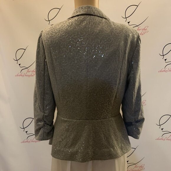 ELLE. Size 6. Shimmer Embellished Stretch Knit Hook Front Jacket. B59. - Picture 4 of 6